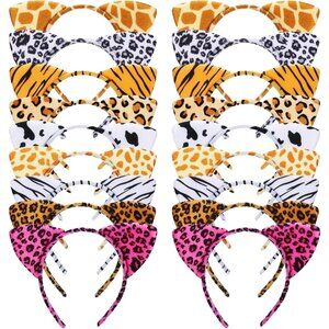 18 Pcs Animal Ears Headbands Plush Safari Costume Accessories for Kids Adults